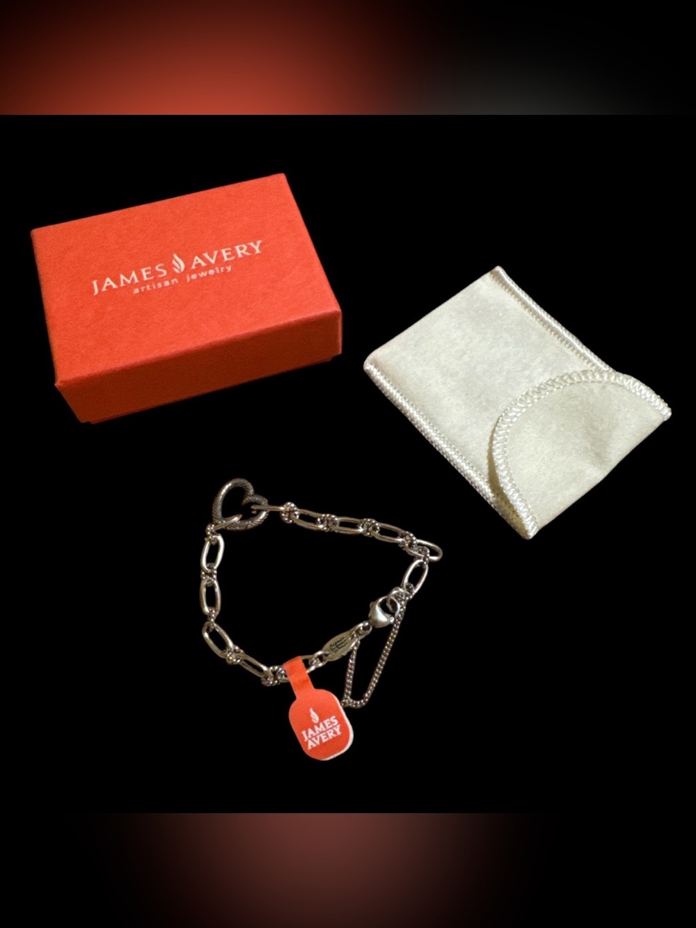 James Avery Changeable Heart Charm Bracelet Sterling Silver M NWT - Picture 4 of 4